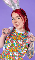 Some Bunny Loves You Print Dungaree Pinafore Dress
