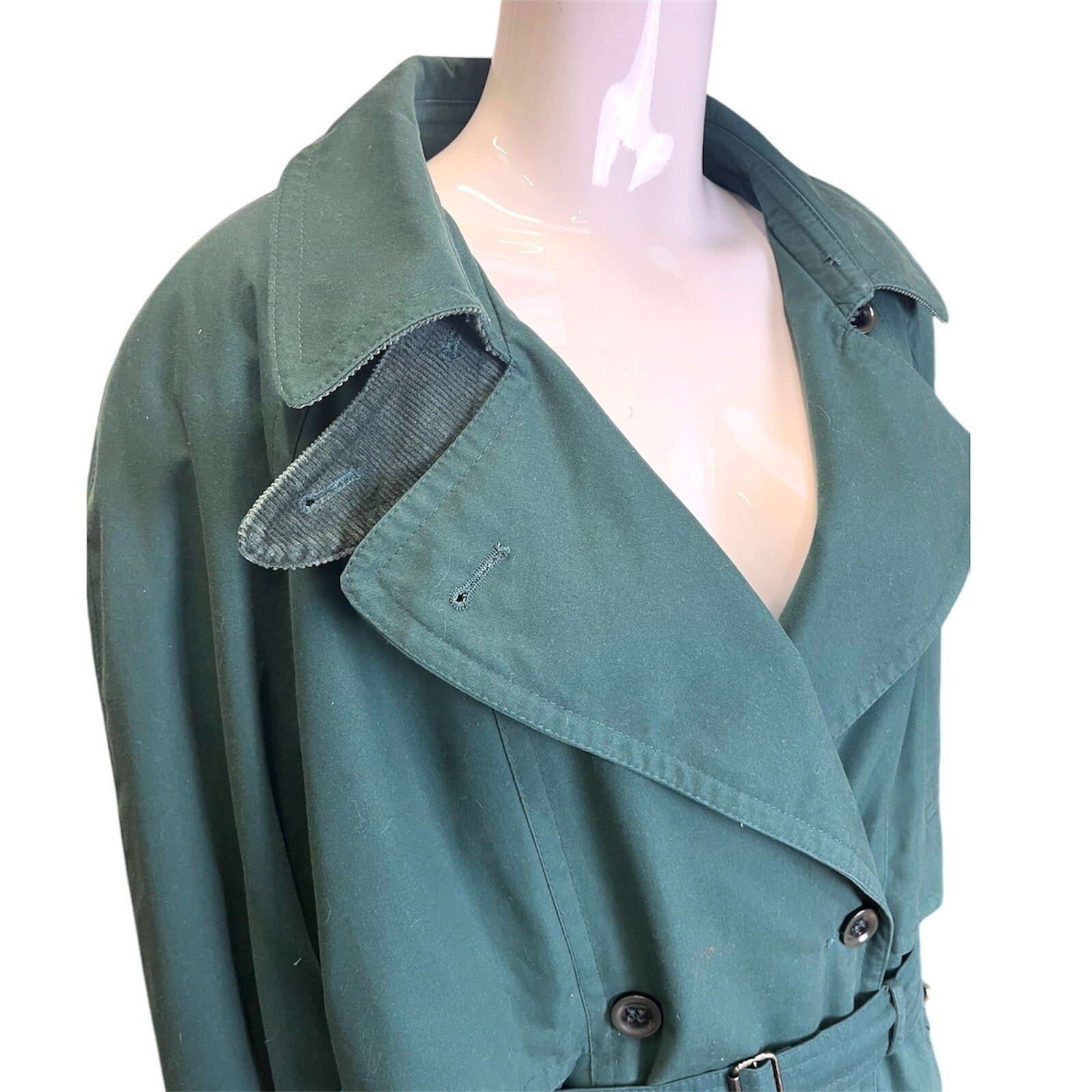 Vintage 70's 80's DANNIMAC ROYALE Green Trench Coat Mac 14-16 Removable Lining