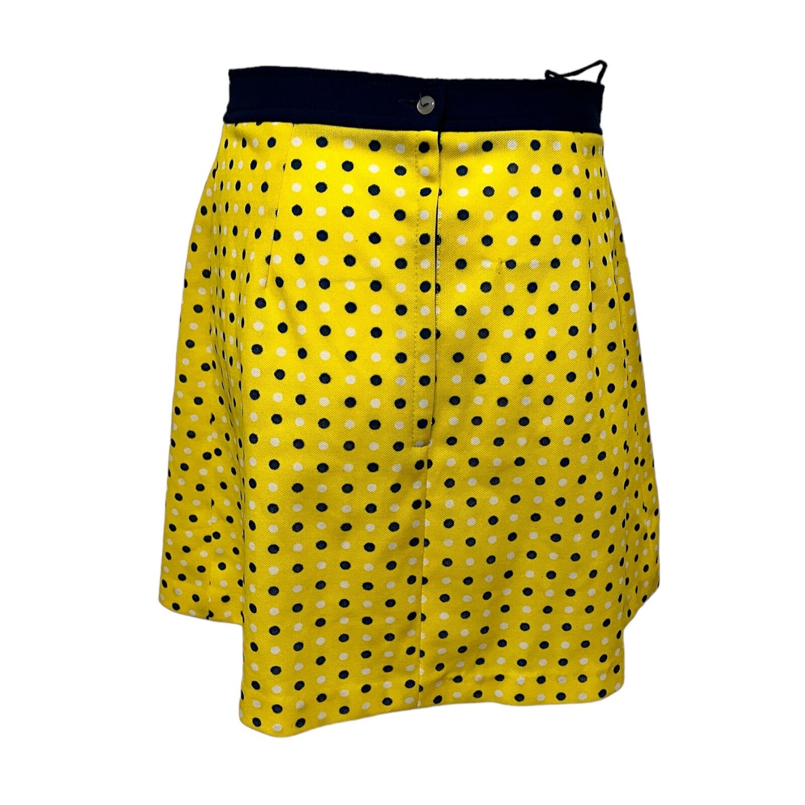Vintage 60's Mini Skirt Yellow Polka Dot Pleated 10 Mod True Groovy Bright Psych