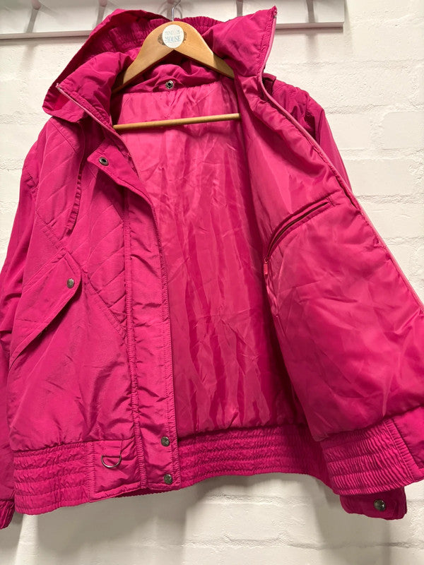Vintage 80’s St Michael Ski Jacket Coat 10-12 Padded Barbie Hot Pink