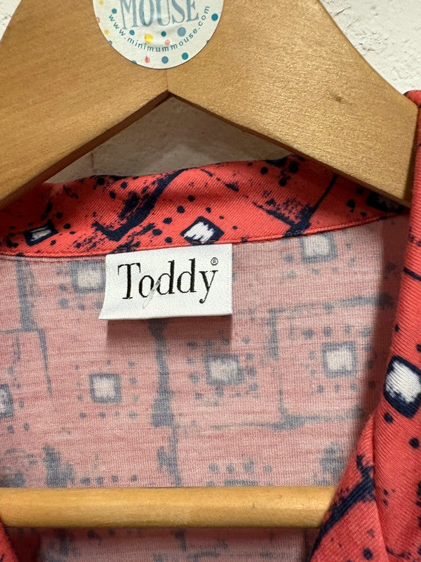 Vintage 80’s Shirt 14 Coral Blue Pattern Mod Retro