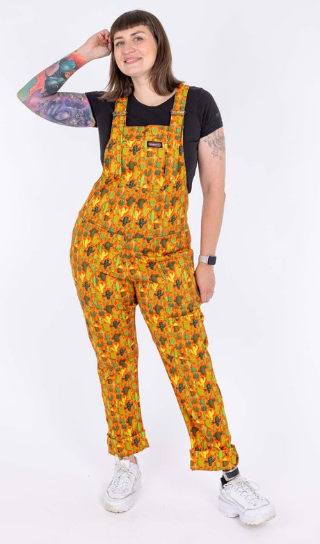 Run and Fly Orange Cactus Print Stretch Twill Cotton Dungarees