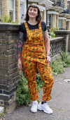 Run and Fly Orange Cactus Print Stretch Twill Cotton Dungarees