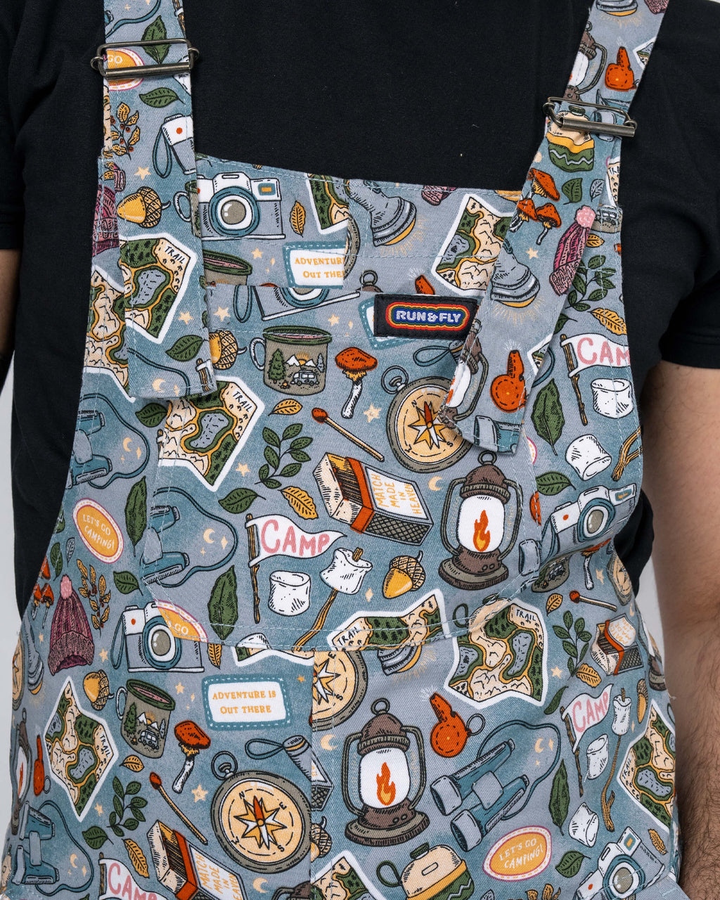 Camp Club Print Stretch Cotton Dungarees by Run and Fly