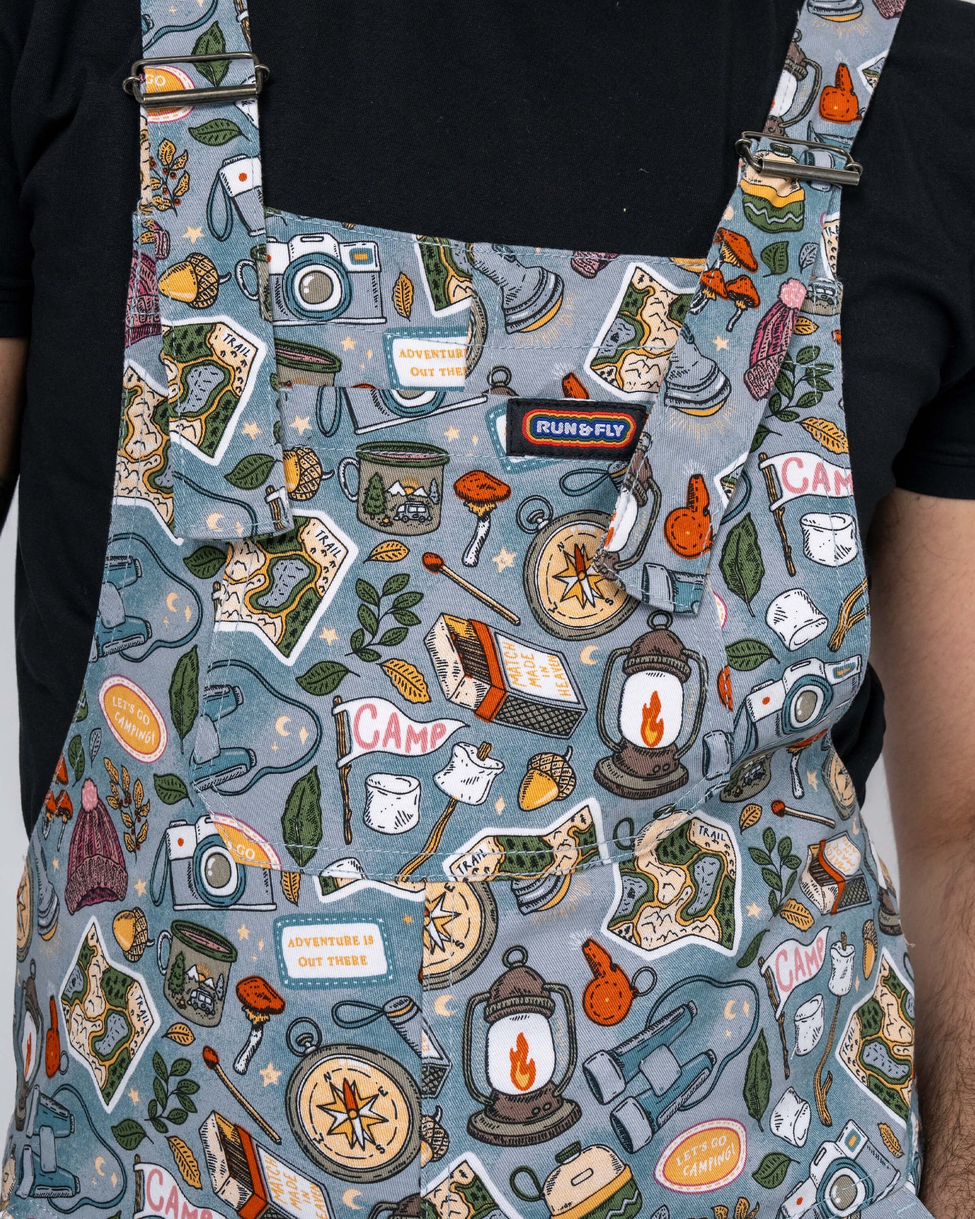 Camp Club Print Stretch Cotton Dungarees by Run and Fly