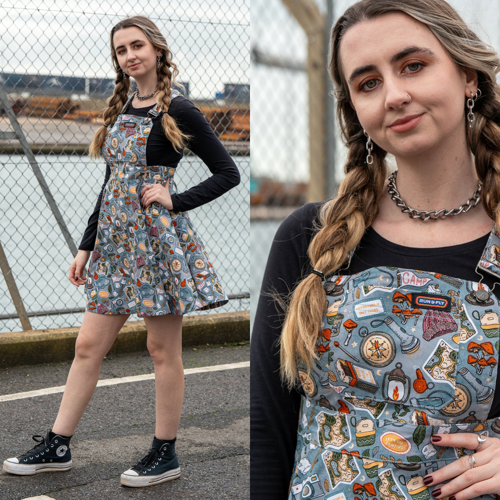 Run and Fly Camp Club Flared Pinafore Dress