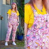 Party Cats Print Stretch Twill Cotton Dungarees by Run and Fly X Mushroom Babes