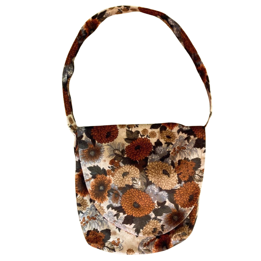 Vintage 70's Sunflower Print Shoulder Bag Boho Hippy Retro True Groovy Floral