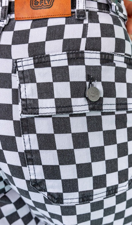 Checkerboard Black and White Straight Leg Jeans by Run and Fly