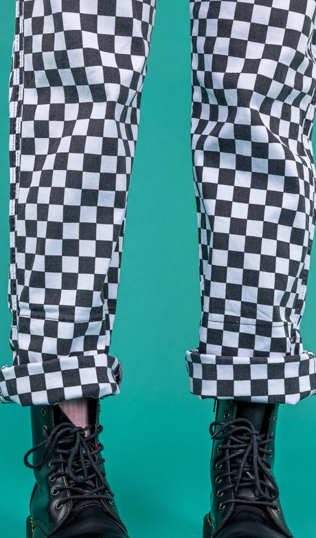 Checkerboard Black and White Straight Leg Jeans by Run and Fly