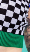 Black and White Checkerboard Cropped Tank Top Vest by Run and Fly