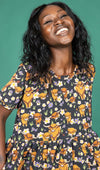 Highland Cow Print Smock Dress with Pockets by Run and Fly