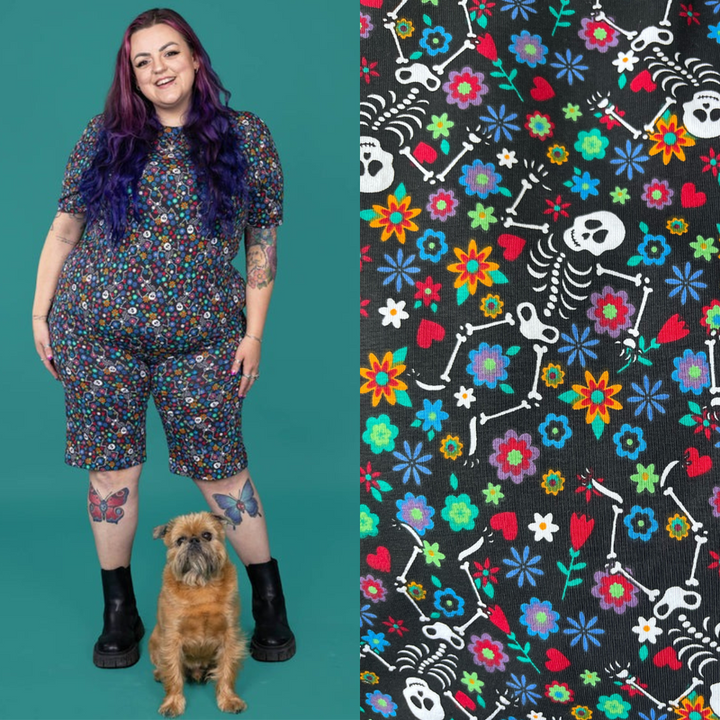 Boogie Bones Print Cycling Shorts by Run and Fly