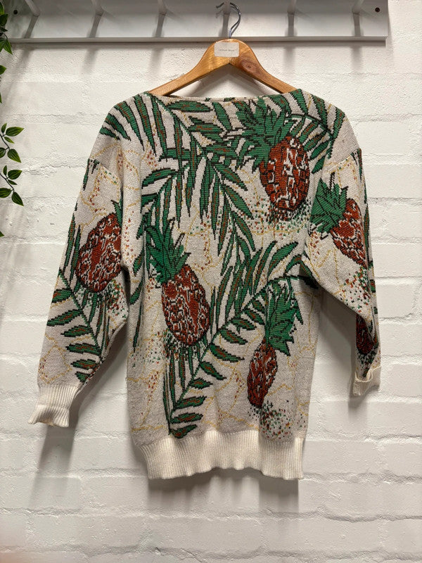 Vintage 80’s Pineapple Jumper 10 12 Jazzy Retro Glitter Kitchen