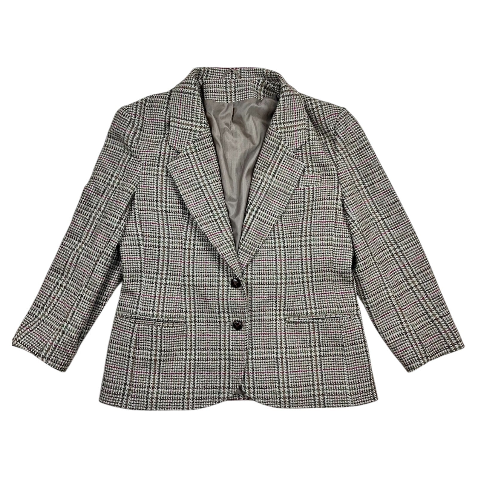 Vintage 80's Checked Tweed Blazer/Jacket Size 16 Brown
