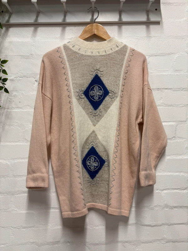 Vintage 80's Jumper M Cosy Cottagecore Pastel Pink Retro Wool Blend