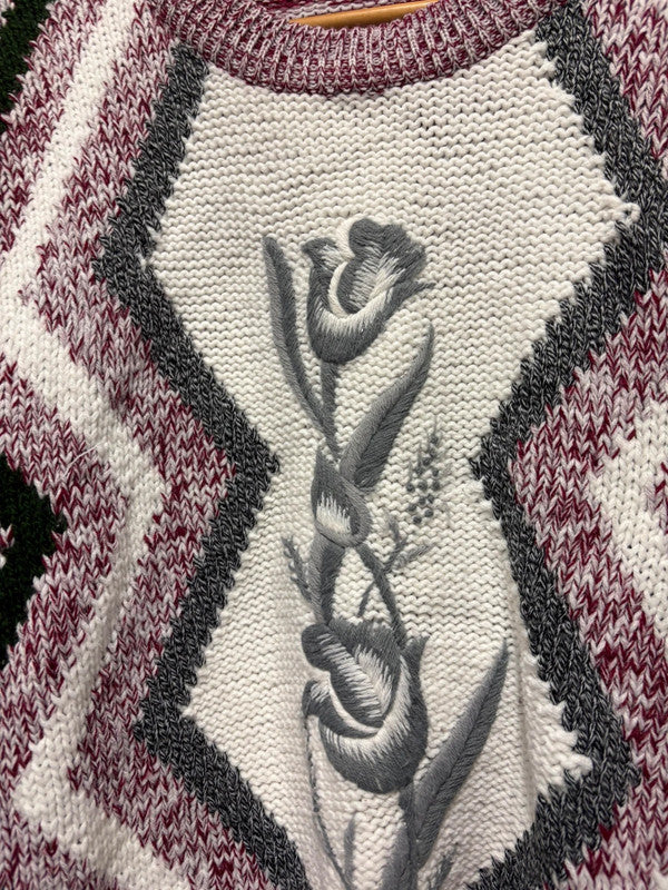 Vintage 80’s Floral Pattern Jumper M 12 14 Womens Retro Cottagecore