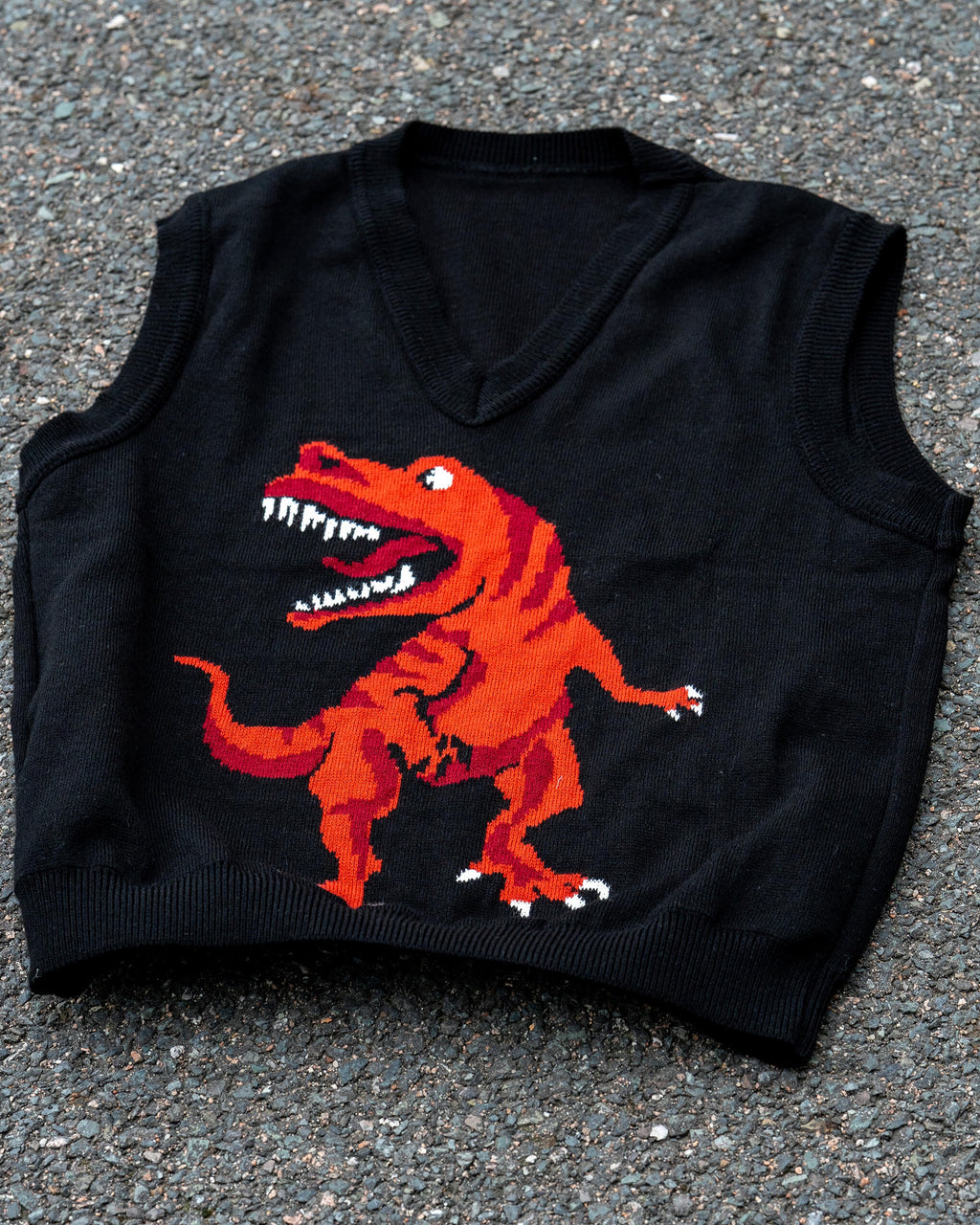 T Rex Dinosaur V Neck Tank Top Sweater Vest by Run and Fly