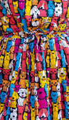 Finding Fox Dog Print Cotton Tea Dress with Pockets by Run and Fly