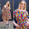 Finding Fox Dog Print Cotton Tea Dress with Pockets by Run and Fly