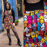 Finding Fox Dog Print Dungaree Pinafore Dress by Run and Fly
