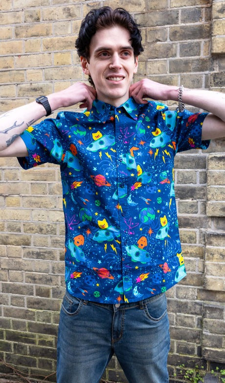 Dogs in Space Print Shirt by Run and Fly