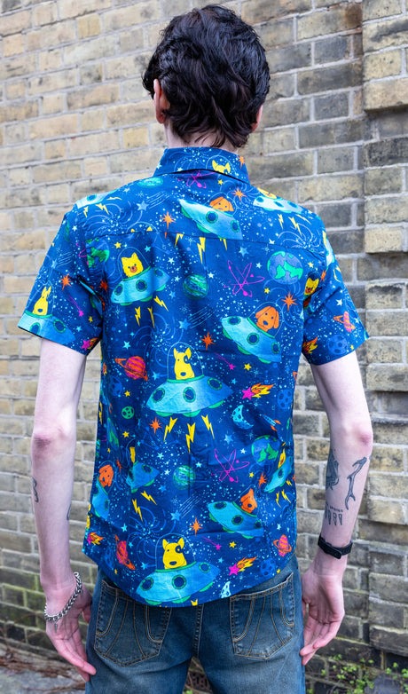 Dogs in Space Print Shirt by Run and Fly