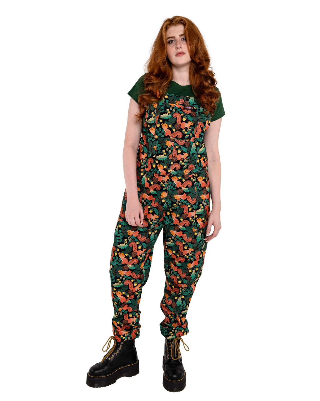 Acorn Adventure Squirrel Print Stretch Twill Dungarees by Run and Fly