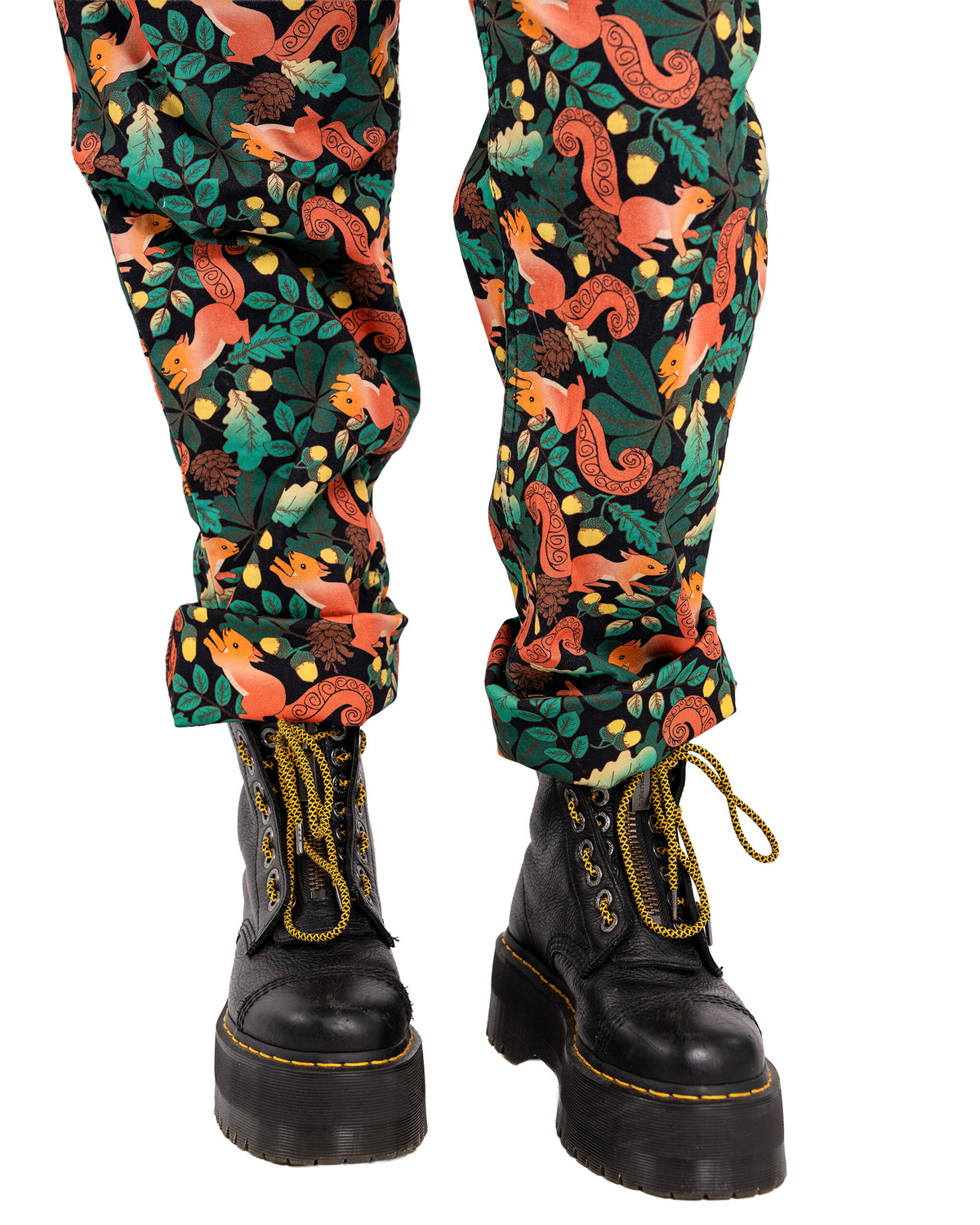 Acorn Adventure Squirrel Print Stretch Twill Dungarees by Run and Fly