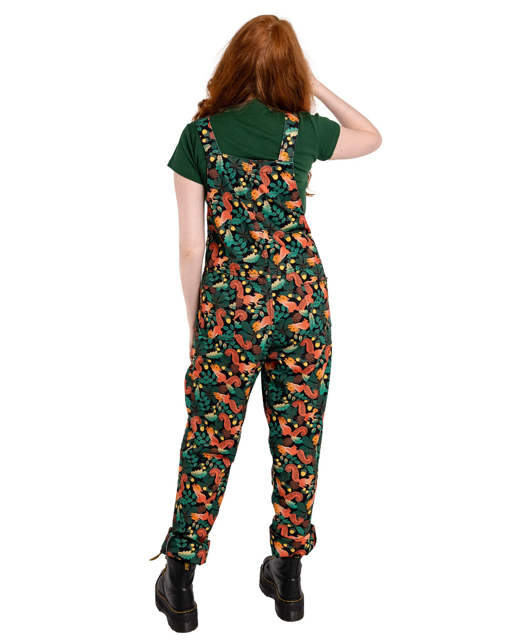 Acorn Adventure Squirrel Print Stretch Twill Dungarees by Run and Fly