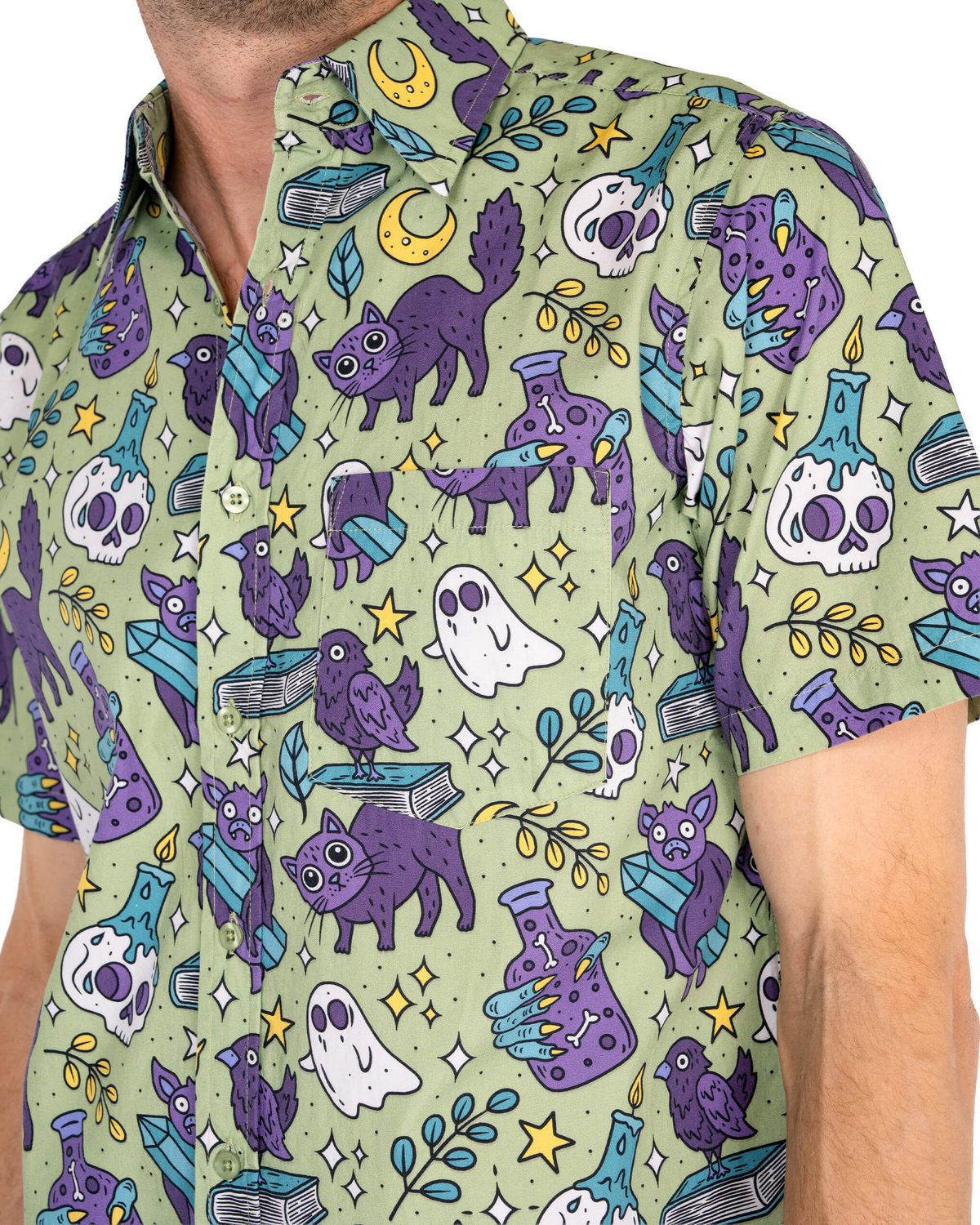 Mint Cool Spooks Print Shirt by Run and Fly