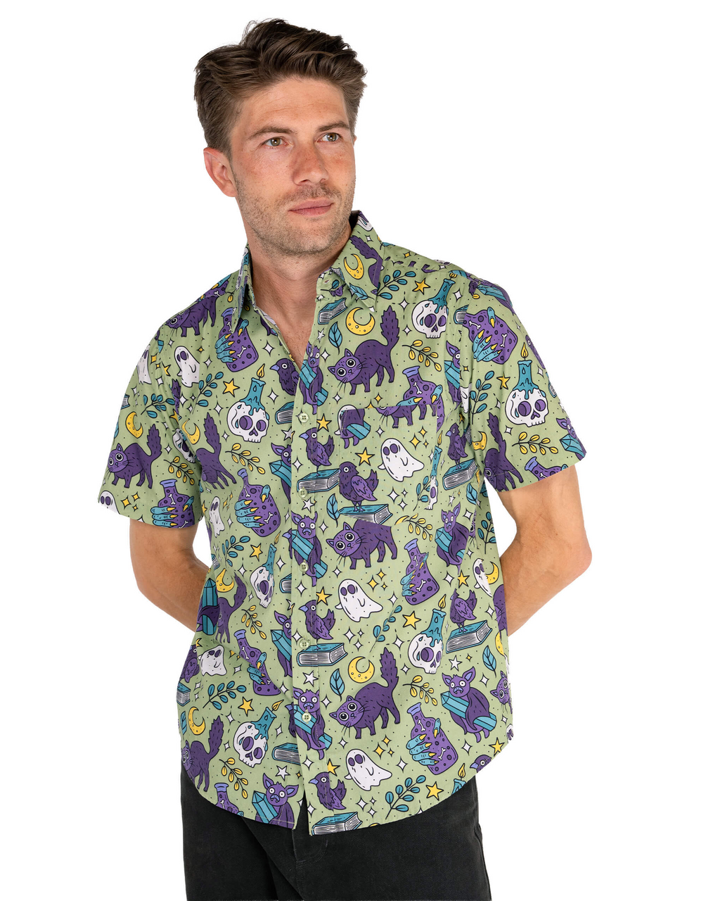 Mint Cool Spooks Print Shirt by Run and Fly