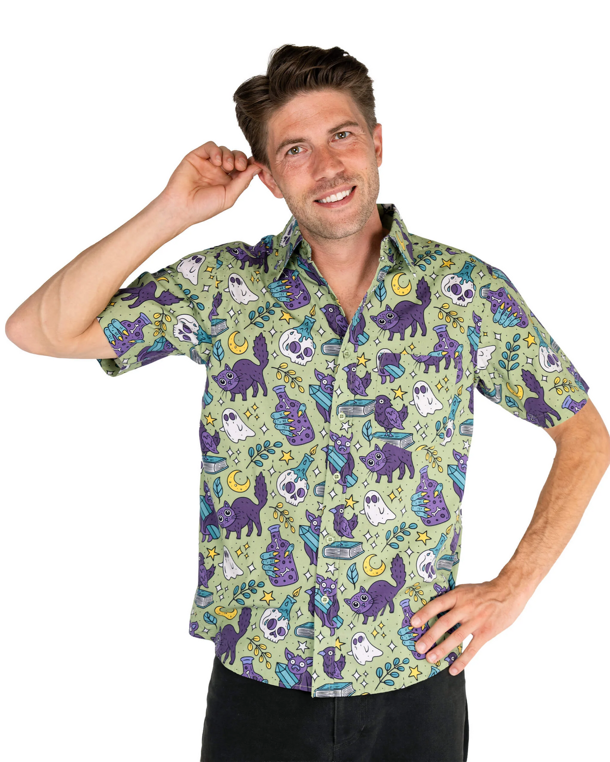 Mint Cool Spooks Print Shirt by Run and Fly