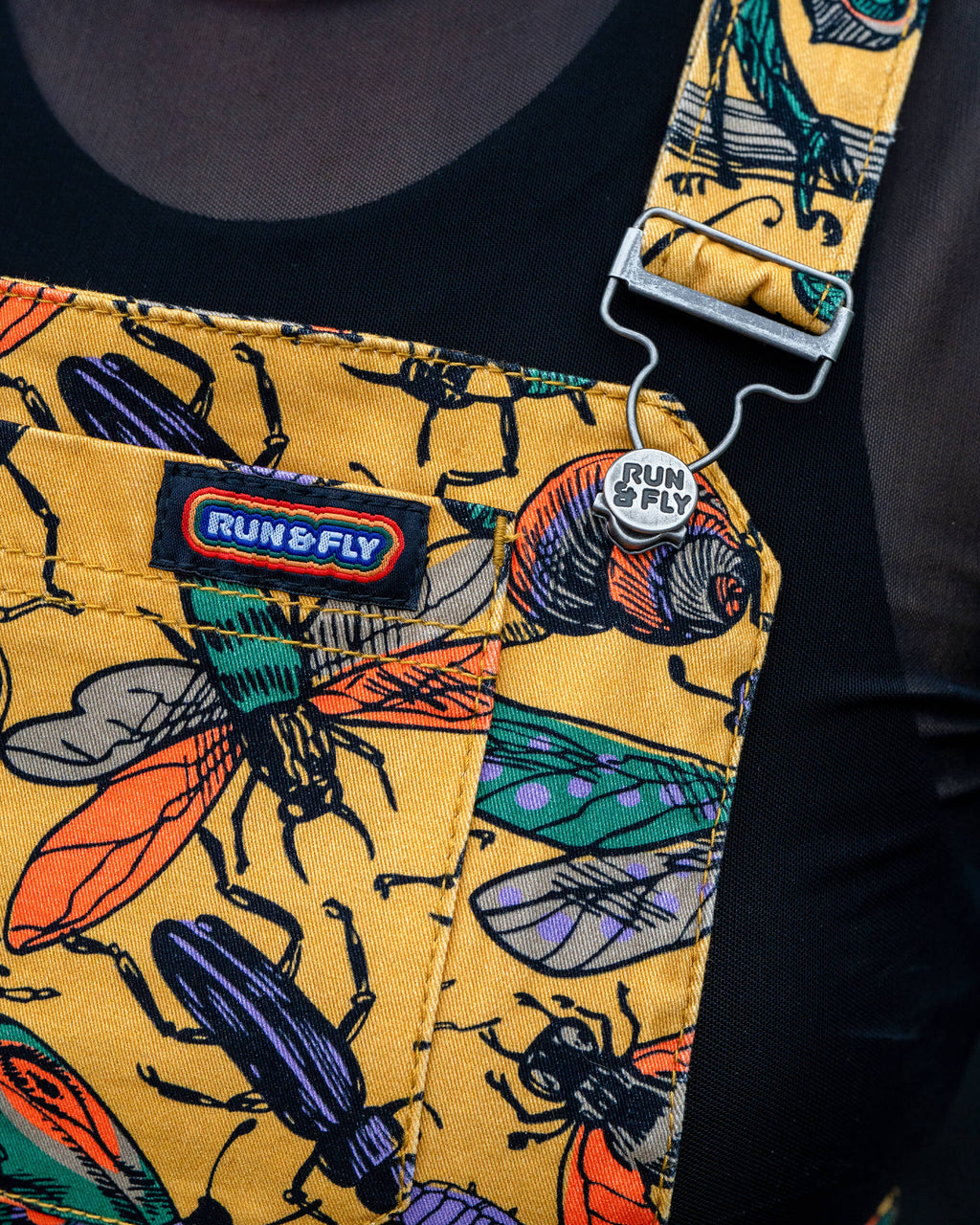 Run and Fly Mustard Beasties Flared Pinafore Dress