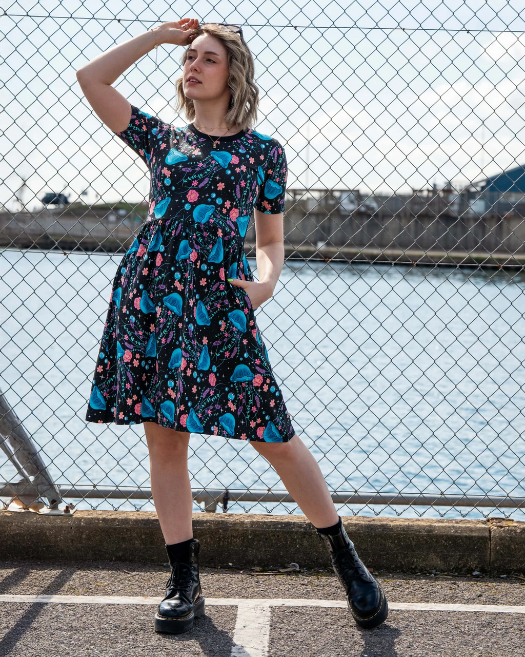 Jellyfish Print Smock Dress with Pockets by Rebel Romance (Copy)