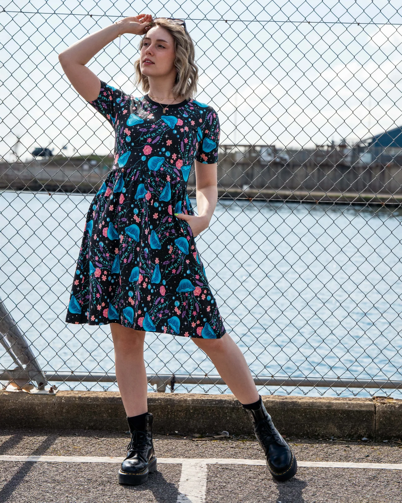 Jellyfish Print Smock Dress with Pockets by Rebel Romance (Copy)