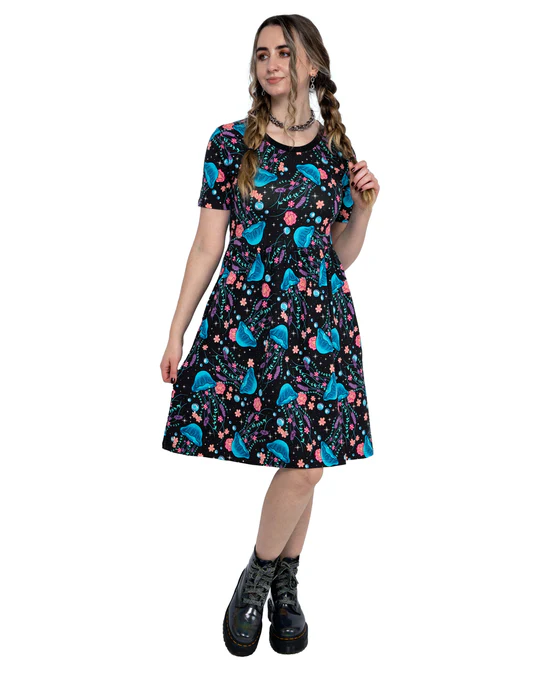 Jellyfish Print Smock Dress with Pockets by Rebel Romance (Copy)