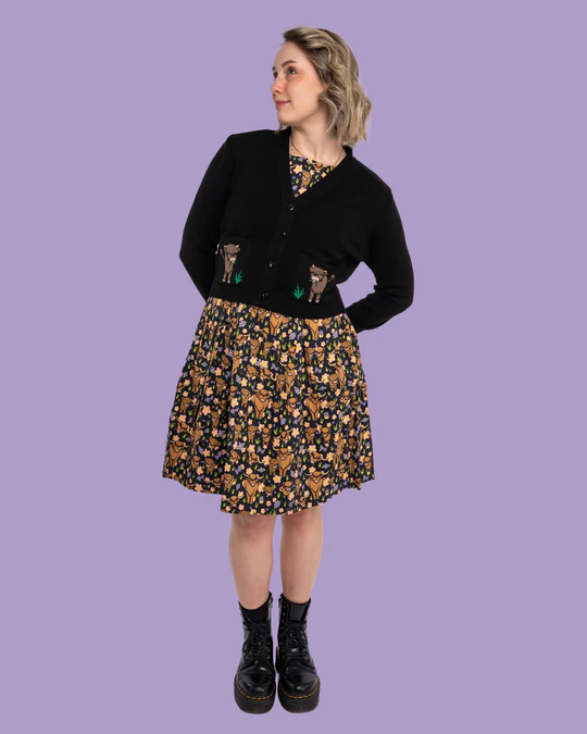 Black Highland Cow Cardigan by Run and Fly