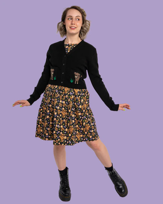 Black Highland Cow Cardigan by Run and Fly