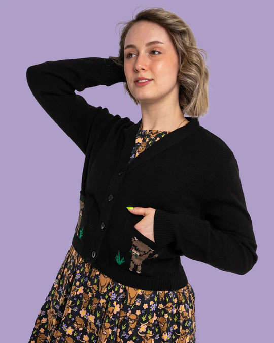 Black Highland Cow Cardigan by Run and Fly