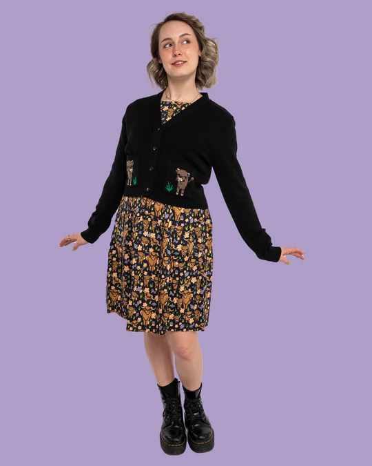 Black Highland Cow Cardigan by Run and Fly