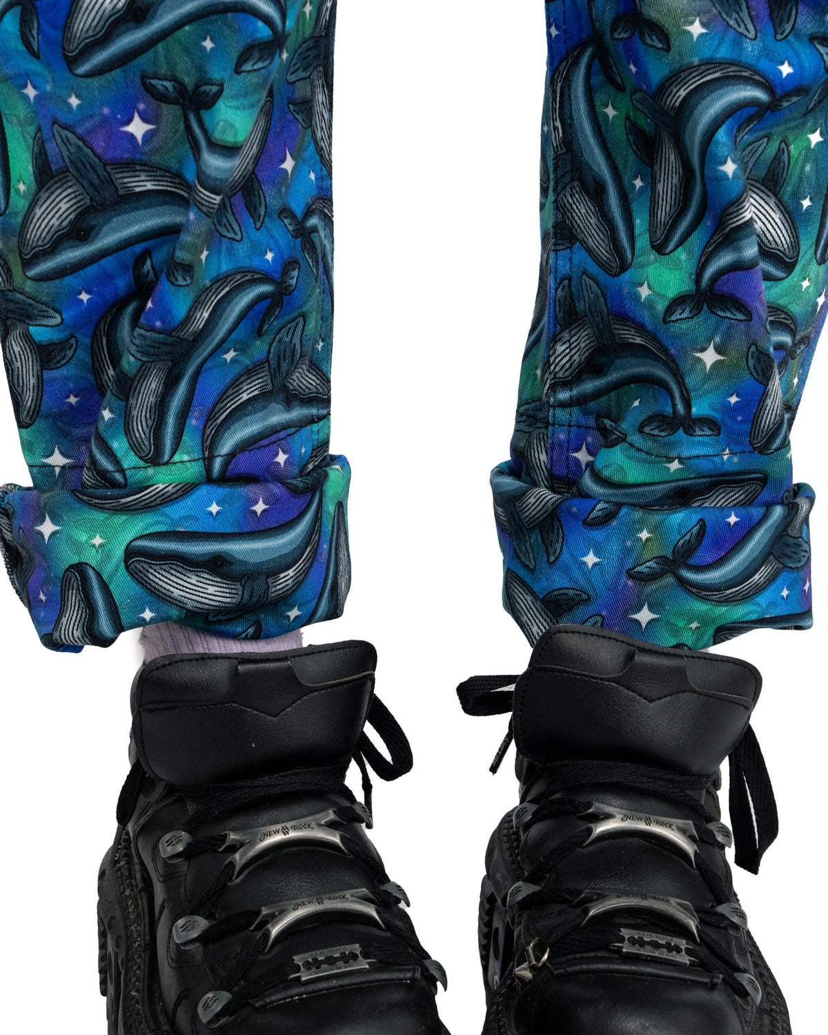 Infinity Whales Stretch Twill Dungarees by Run and Fly