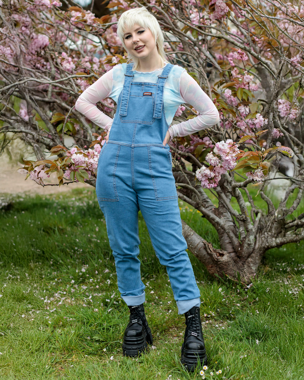 Blue Stretch Denim Dungarees by Run and Fly