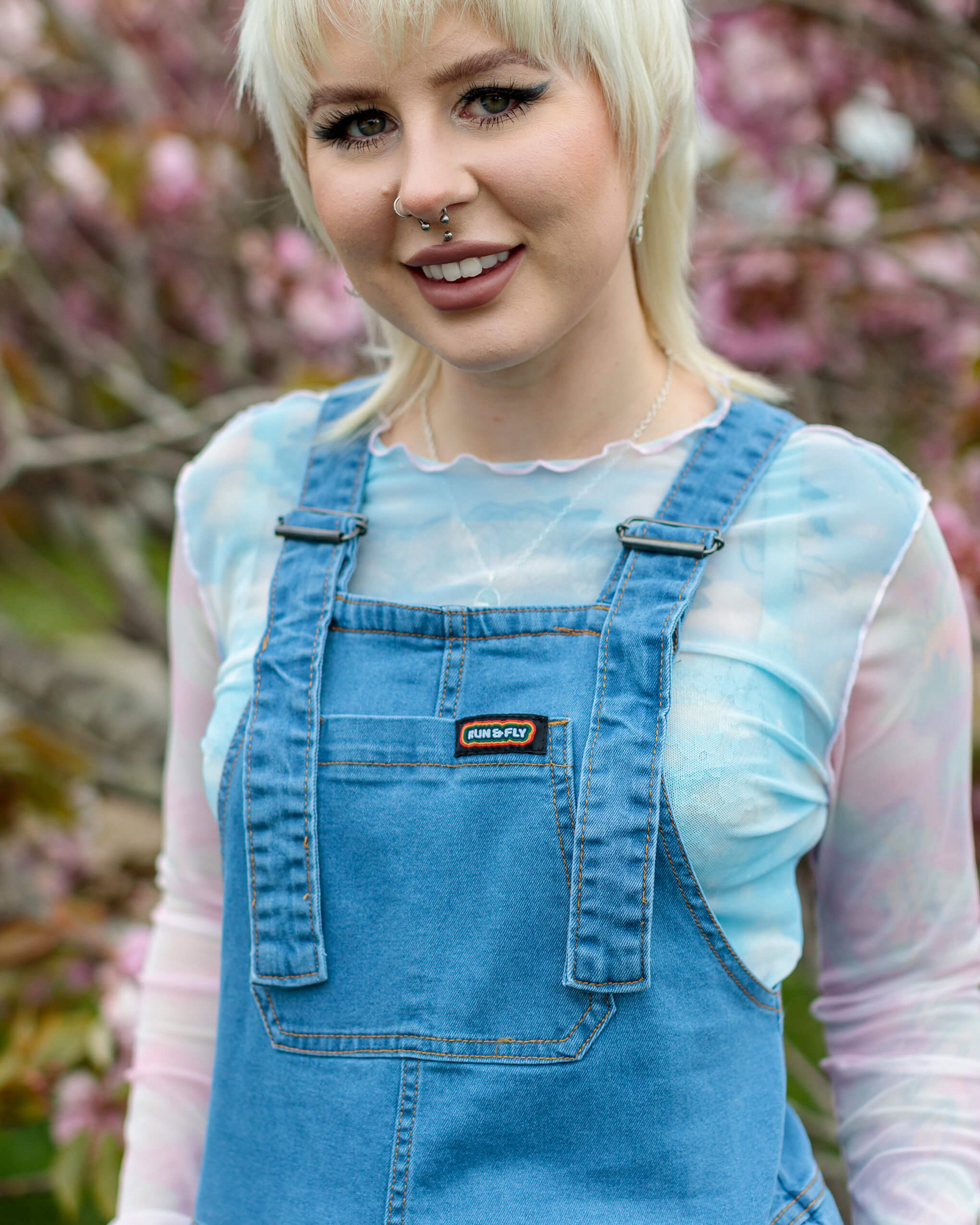 Blue Stretch Denim Dungarees by Run and Fly