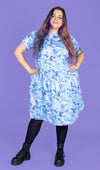 Winter Friends Penguin Print Cotton Tea Dress with Pockets by Run and Fly
