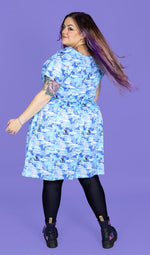 Winter Friends Penguin Print Cotton Tea Dress with Pockets by Run and Fly