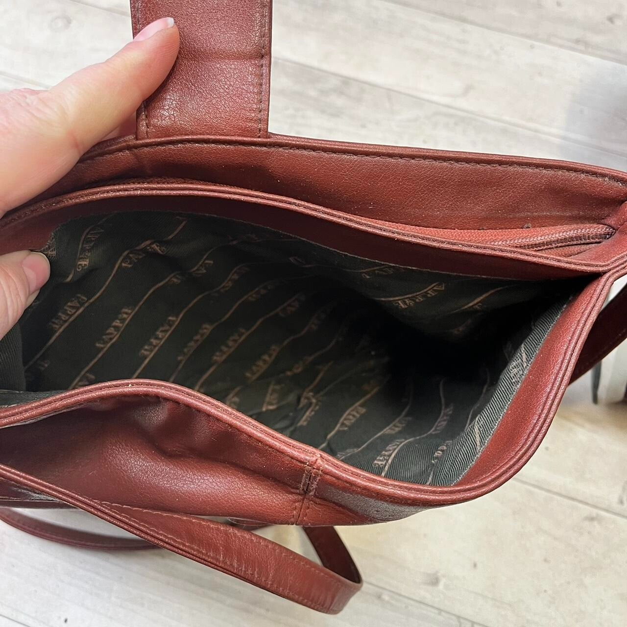 Vintage 80's Brown Faux Leather Shoulder Bag Retro Classic Boho Hippy