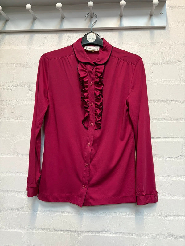 Ruffle Collar Blouse 8 Raspberry Pink 70’s 80’s True Retro