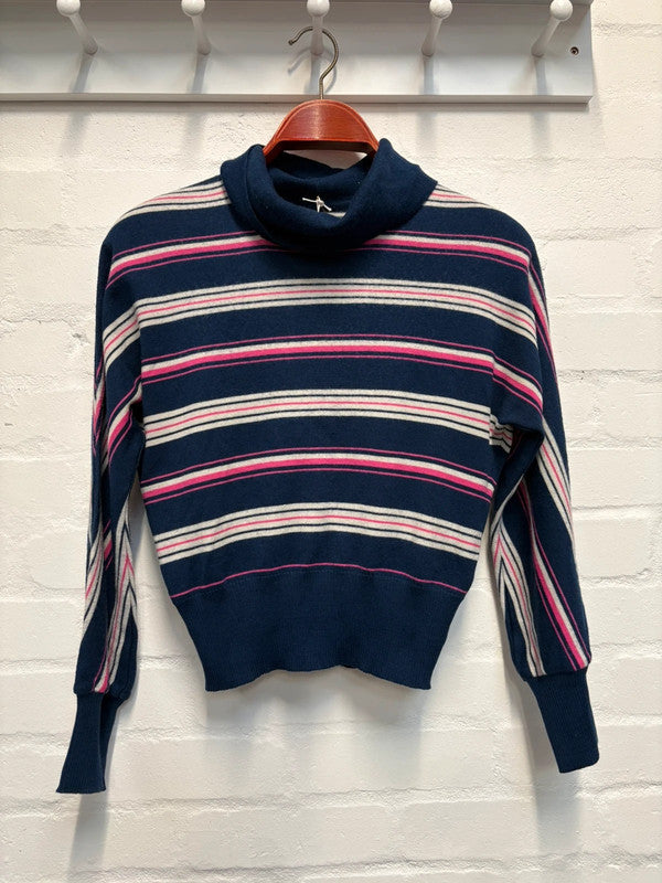 Vintage 80’s Jumper S 8 10 Stripe Stripy Roll Neck Retro True