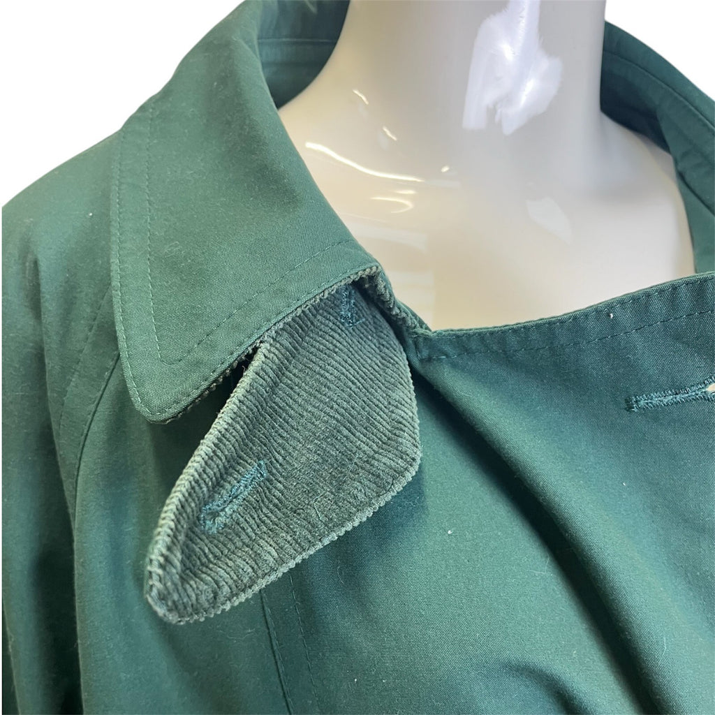 Vintage 70's 80's DANNIMAC ROYALE Green Trench Coat Mac 14-16 Removable Lining